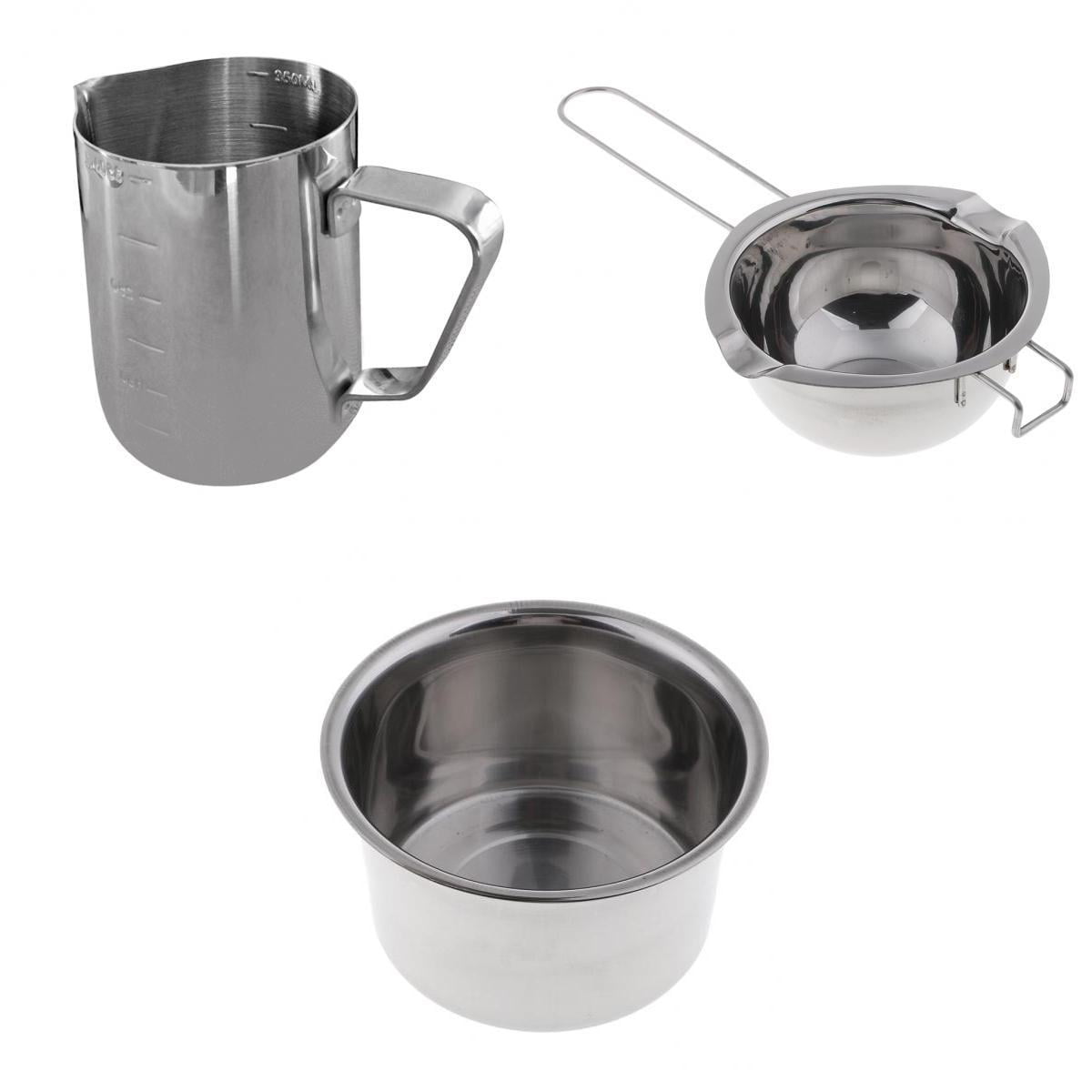 Set of 3 Stainless Steel Double Boiler Pot and Pouring Pot for Melting