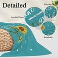 thumbnail image 6 of Teal Sunshine Sunflower Throw Pillow Cover, Pillowcase Protectors with Zipper, Breathable Decorative Lumbar Pillow Case Cover, Pastoral Bees Farmhouse Floral Pillow Shams for Couch Sofa 16x24Inch, 6 of 8