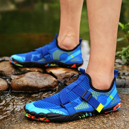 

NRUDPQV mens sneakers Summer Water Shoes Men Quick Drying Shoes Hiking Swimming River Tracing Shoes Breathable Non Slip Elastic Comfortable Blue Sneakers