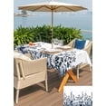 thumbnail image 6 of 54x80 Inch Outdoor Tablecloth with Umbrella Hole Zipper Rectangle Blue Botanical Rectangular Tablecloths Outside Waterproof Dragonfly Flower Leaf Retro Ink Style Patio Table Cover for Picnic Party, 6 of 8