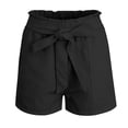 thumbnail image 3 of LUOGENLI Shorts Athlétiques pour Filles Rouges Shorts Taille Haute pour Filles avec Volants et Poches Été Décontracté Taille Élastique Confortable Respirant (Noir Taille 13-14 Ans), 3 of 9