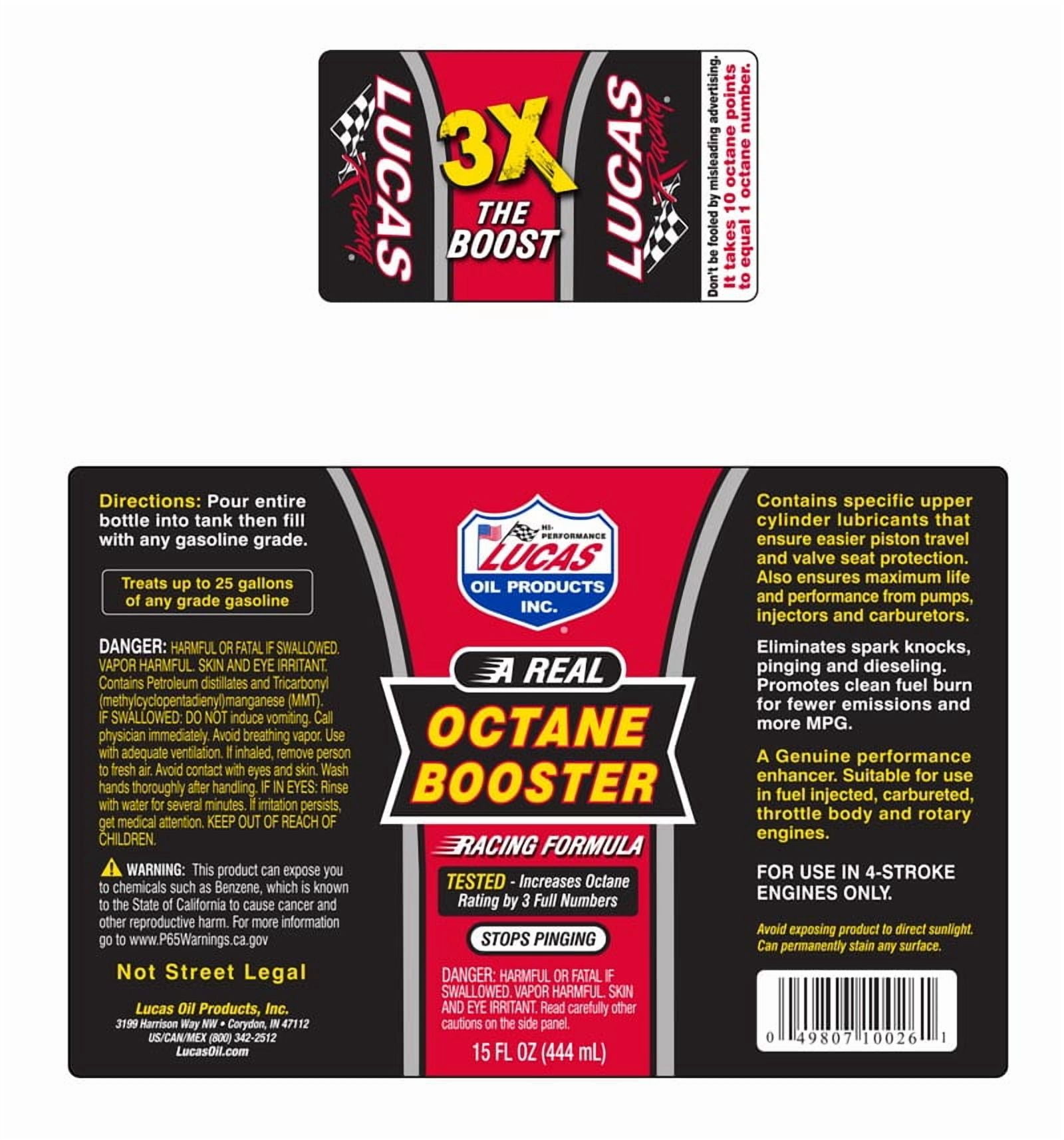 (24 pack) Lucas Oil 10026 Fuel Treatments, Octane Booster Bottle, 15 Ounce Bottle 0.95 Pound Gas Fuel Type