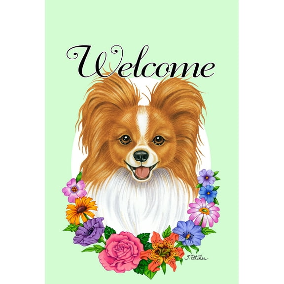 Papillion Red/White - Best of Breed Welcome Flowers House Flags