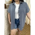 thumbnail image 5 of TIYOMI Plus Size Striped Shirts For Women Short Sleeve Blue Stripe Blouses Work Button Down Shirts Loose Fit Shirts Summer Loose Fit Tops XL 14W 16W, 5 of 6