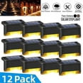 thumbnail image 2 of Luces solares para cubierta, paquete de 12 luces de paso para exteriores, luces solares LED impermeables para barandillas, escaleras, vallas, patios y caminos, 2 of 5