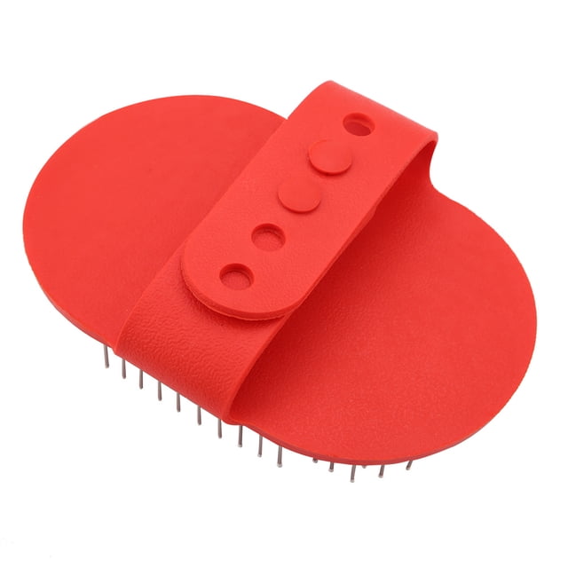 Cepillo redondo de silicona para baño de mascotas, aseo, limpieza, masaje, peine para perros y gatos, suministros rojos
