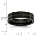 thumbnail image 6 of Grey Titanium Ring Band Wedding Comfort Grooved Black IP-plated 6mm Brushed and Polished, 6 of 6