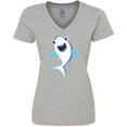 thumbnail image 3 of Inktastic Cute Shark, Little Shark, Blue Shark, Sea Animal Women's V-Neck T-Shirt, 3 of 5
