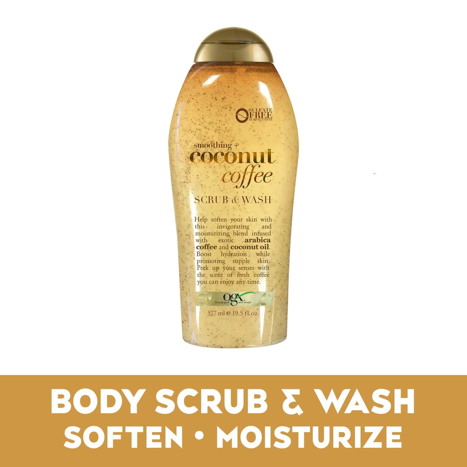 (4 pack) OGX Smoothing + Coconut Coffee Exfoliating Body Scrub, 19.5 Fl oz