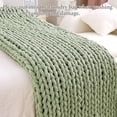 thumbnail image 3 of Chunky Knit Blanket Throw, 100% Hand Knit Chenille Throw Blanket for Sofa & Home Decor, Soft and Cozy Knitted Throw Blankets (Sage Green，40"x50"), 3 of 6