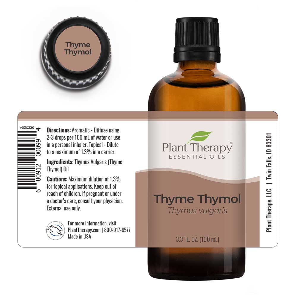 Plant Therapy Thyme Thymol Essential Oil | 100% Pure, Undiluted, Natural Aromatherapy, Therapeutic Grade | 100 mL