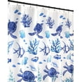 thumbnail image 4 of Coastal Ocean Fabric Shower Curtain for Bathroom: Sea Life Turtle Fish Coral with Blue Border Design, 4 of 5