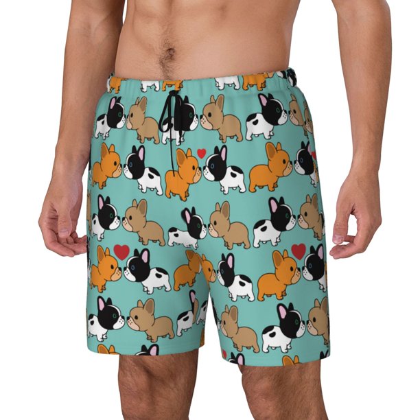 Fotbe Cute French Bulldog Traje de Baño para Hombre – Shorts de Natación de Secado Rápido con Forro y Bolsillos-Large