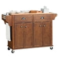 thumbnail image 4 of AR 51.8" Kitchen Island with Storage on Wheels, Kitchen Island Cart with Rubberwood Drop Leaf Countertop, Mahogany, 4 of 13