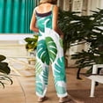 thumbnail image 4 of Iaqnaocc Hawaiian Womens Jumpsuit Summer Plus Size Boho Beach Outfits for Women Sleeveless Maple Leaf Print Jumpsuits Rompers Casual Loose Spaghetti Strap Womens Overalls Light Green 4XL, 4 of 6