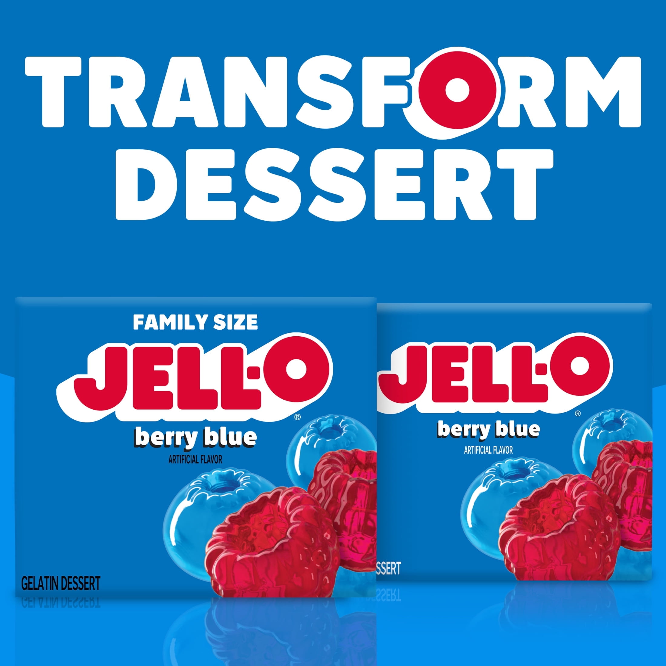 Jell-O Berry Blue Gelatin Dessert Mix, Family Size, 6 oz Box