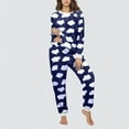 thumbnail image 4 of Vibrex Womens Pajama Sets, Fashion Women's Casual Round- Neck Print Long-Sleeved Top Long Pocket Pants Set Breathable Pajamas, 4 of 6