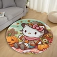 thumbnail image 2 of Hello Kitty Thanksgiving halloween Round Rug Washable Circle Rug Non Slip Round Doormat Anime Printed Flannel Round Entryway Rug Floor Carpet Round for Entrance, Entryway, Bedroom 31.5 Inch, 2 of 5