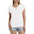 thumbnail image 5 of YUGYXL Classic Short Sleeve Shirts for Women Summer Trendy Ruched Tops Lounge V Neck Tunics Blouses Outdoor Tees White L, 5 of 9