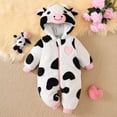 thumbnail image 2 of RUINIXCW Baby Animal Cosplsy Warm Girls Boys Cute Cow Plush Hooded Romper Cosplay Jumpsuit for Halloween Holiday Outfit, 2 of 9