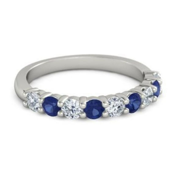 0.45ct Round Cut White Topaz Sapphire Eternity Band Ring 925 Sterling Silver Christmas Gift Jewelry Size:- 4
