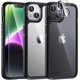 thumbnail image 1 of TAURI Funda para iPhone 14 Pro Max, [5 en 1] 1 funda transparente [no amarillenta] con 2 protectores de pantalla de vidrio templado + 2 protectores de lente de cámara, [protección contra caídas de gra, 1 of 4