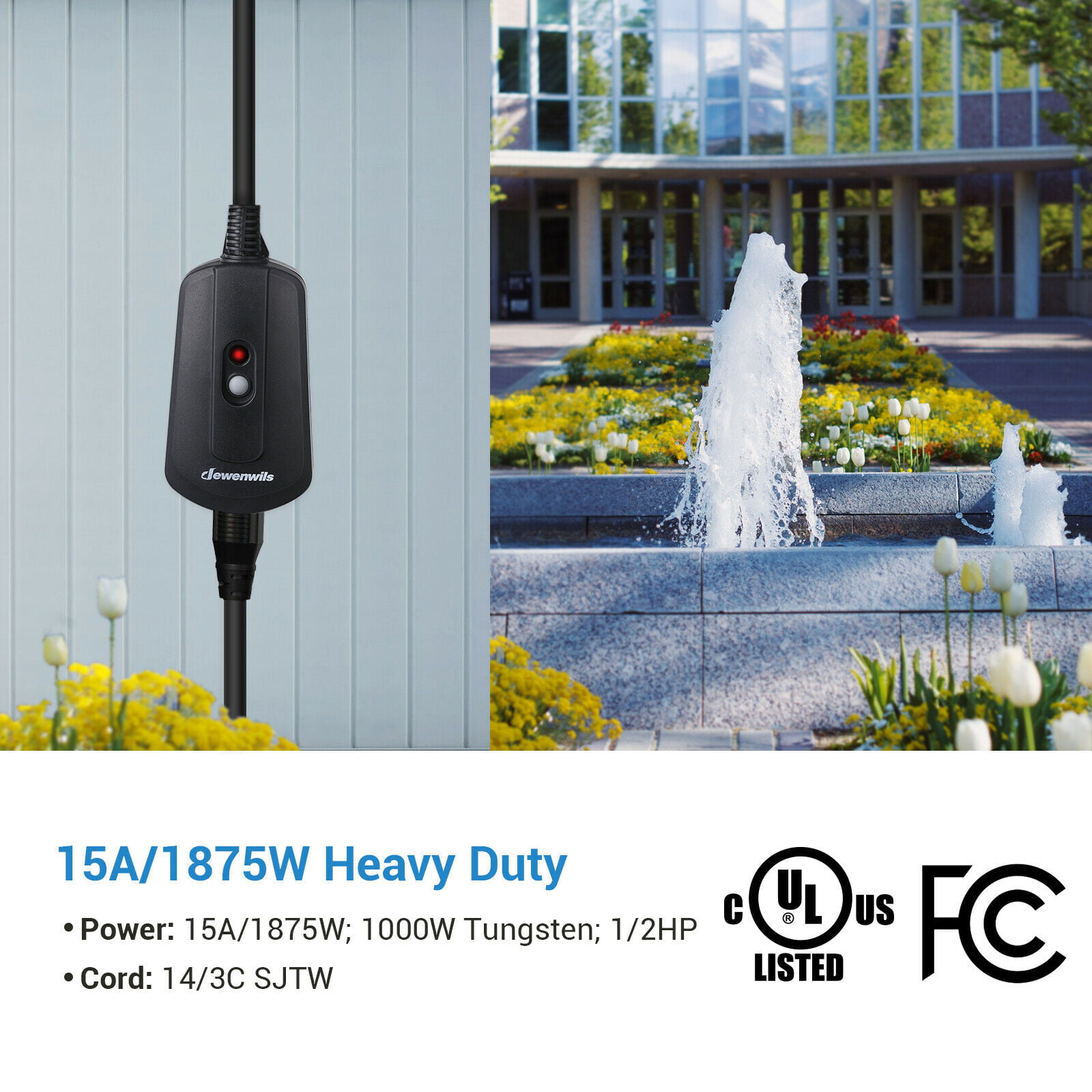 Dewenwils HORS13B 15 AMP Heavy Duty Outdoor Wireless Remote Control Outlet  Kit for sale online