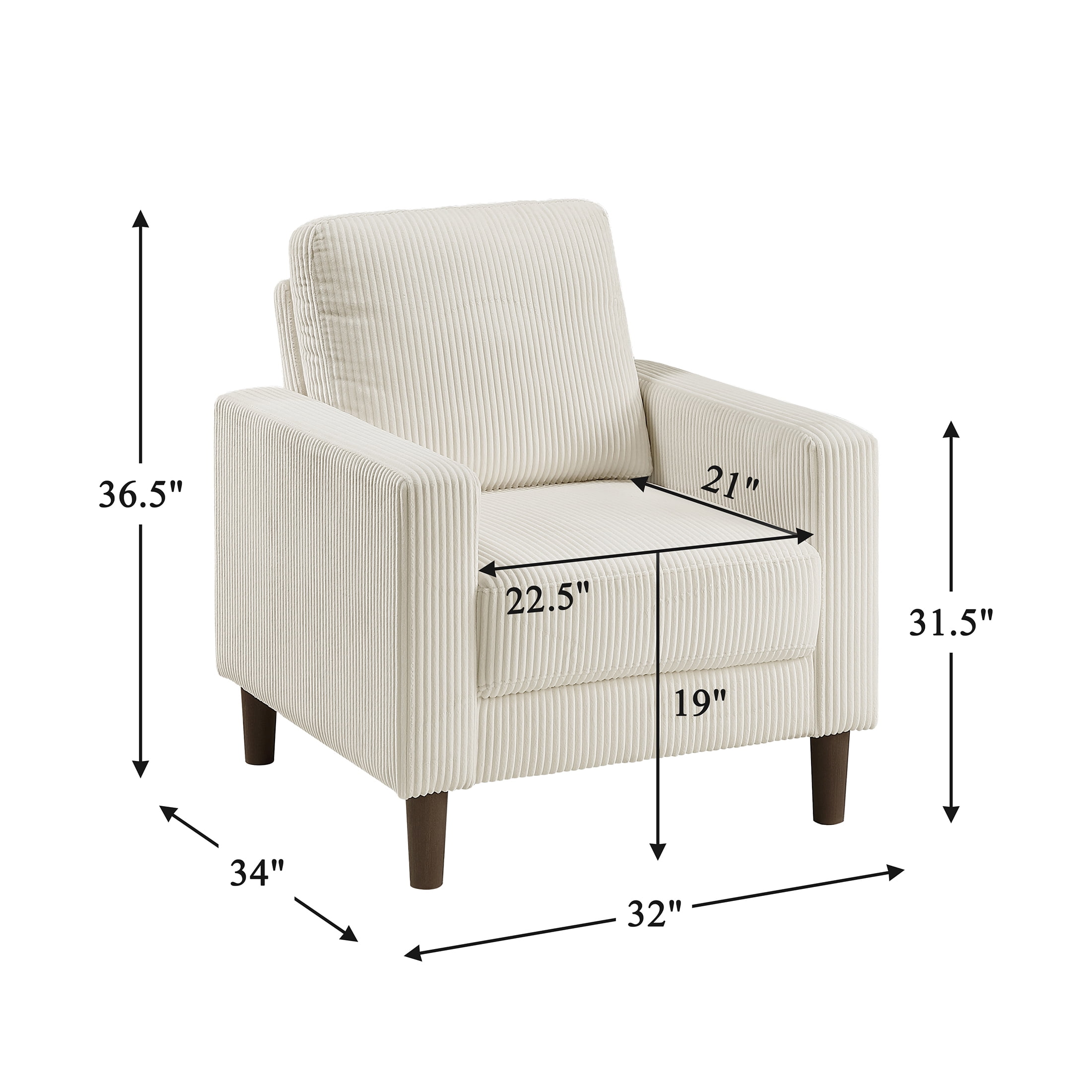 OakvillePark Mapleholt Corduroy Chair, Beige