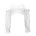 thumbnail image 1 of Camiseta sin tirantes con hombros descubiertos y mangas abullonadas para mujer, top sexy ajustado de manga larga recortado para una silueta más delgada y suave, 1 of 4