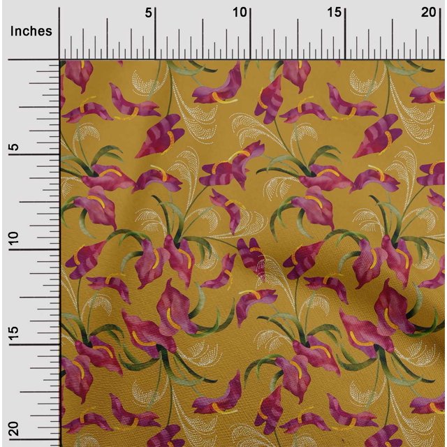 oneOone Cotton Flex Fabric Laceleaf Leaves Sashiko Print Fabric by The Yard 40 Inch Wide
