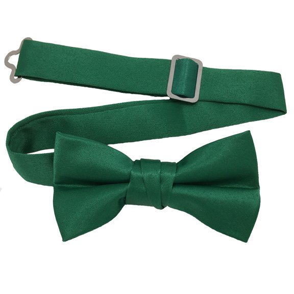 Boy’s Emerald Formal Satin Pre-Tied Bow Tie in a Variety of Colors by Spencer J’s Signature Satin Collection