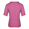 thumbnail image 5 of Pink Womens Tops Women's Short Sleeve Solid Lapel V Neck Knit Pullover Sweater Fall Outfits for Women 2025, 5 of 6