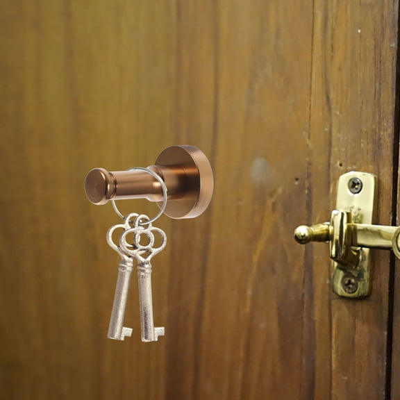 HOOWIFFY 2Sets Coffee Metal Wall Hooks for Bathroom Towel Storage with Round Hanging Design