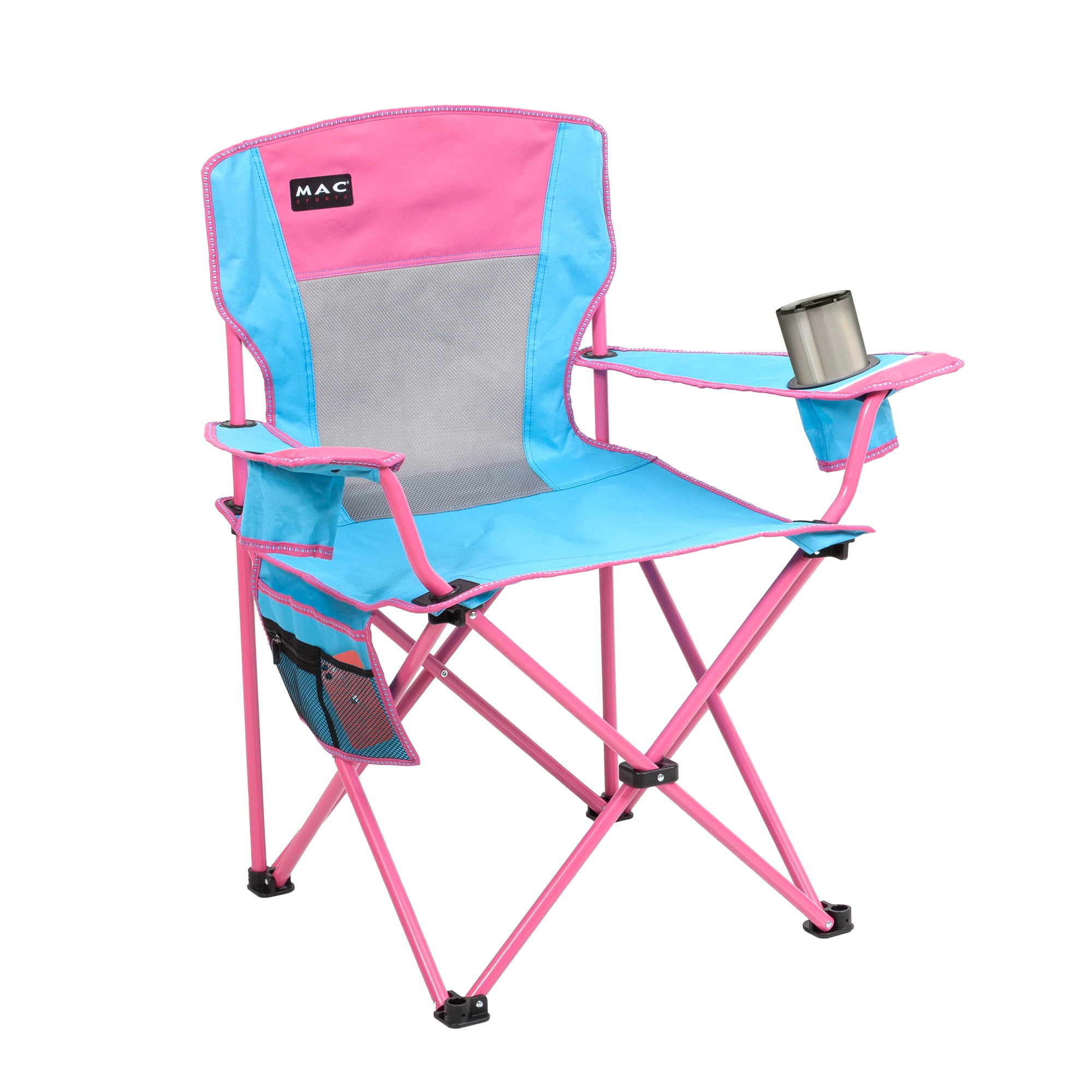 Macsports Oversized Armchair with Cupholders, Blue with Pink Accents and Frame