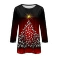 thumbnail image 2 of Women'S Petite Tops Christmas Themed Fashion 3/4 Sleeve Wear Daily Womens Tee,,2XL, 2 of 5