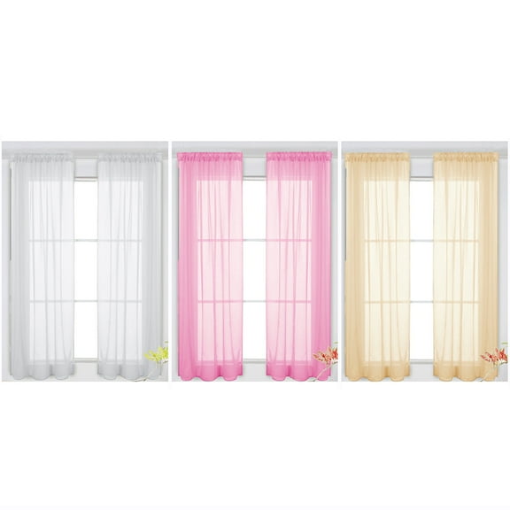 HONITANO Sheer Grommet Curtains 1Set Transparent Curtains 39x79in Polyester Privacy and Light Filtering for Homeowners