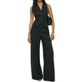 thumbnail image 3 of Summer Sleeveless Women Womens Vest Sets V-neck Vest Blazer & Wide Leg Pants, 3 of 7