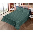 thumbnail image 4 of Ambesonne Art Deco Fitted & Flat Sheet with Shams 4 Pcs Set, Teal Vintage Line Shells, Calking, Teal and Sand Brown, 4 of 5