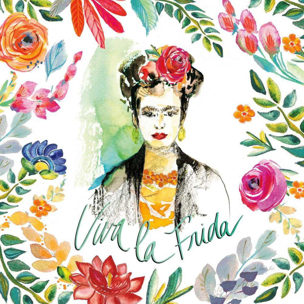 Framed Canvas Art (White Floating Frame) - Fridas Flower Fancy Pattern II by Kristy Rice ( Floral & Botanical > Flowers art) - 18x18 in