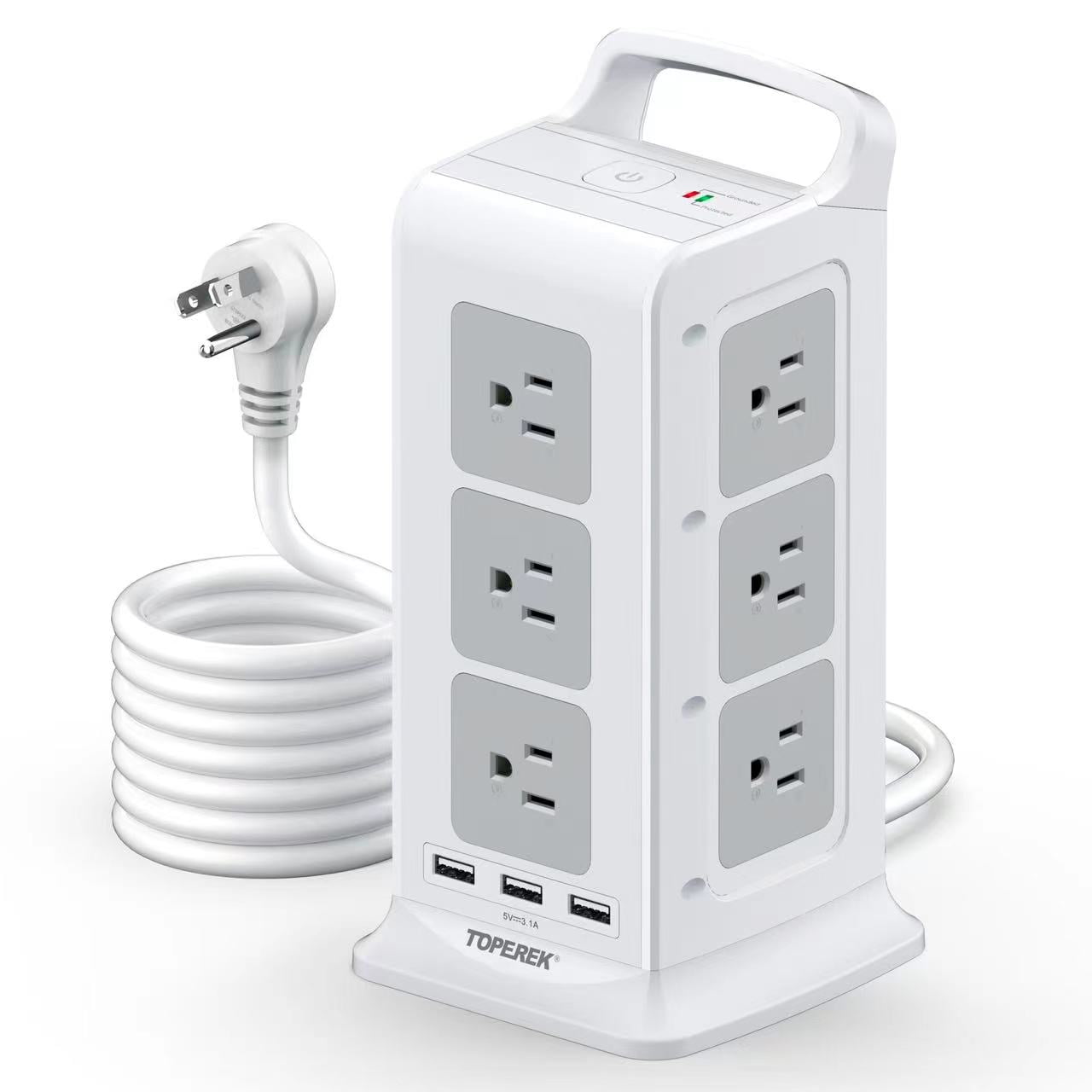 Yesfashion Power Strip Long Cord 6.6Ft, Surge Protector Power Strip