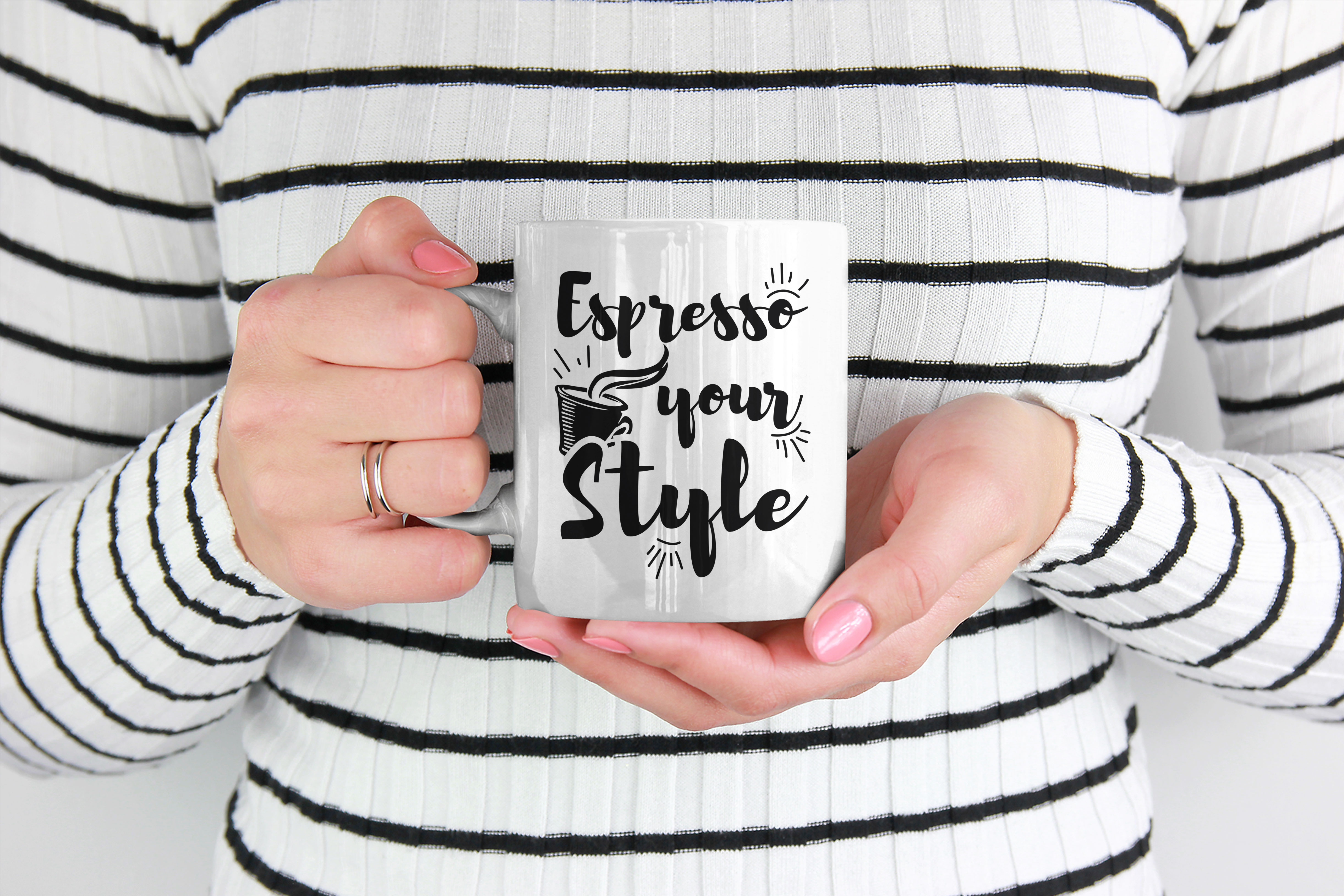 Espresso Your Style White Ceramic Coffee & Tea Mug for a Caffeine Lover (15oz)