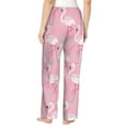 thumbnail image 3 of Goofa Pink Flamingo Printed Soft Pajama Pants for Women, Wide Leg Comfy Casual Lounge Yoga Pants-Large, 3 of 9