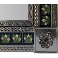 thumbnail image 2 of Medium Brown Three-Lily Mexican Talavera Tile Mirror, 2 of 2