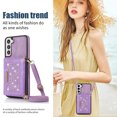 thumbnail image 6 of Allytech Wallet Case for Samsung Galaxy A14 5G, Bling PU Leather RFID Blocking Kickstand Case with Shoulder Strap & Card Slots, Anti-Fall Shockproof Full Body Protection Case for Women Girls, Purple, 6 of 11