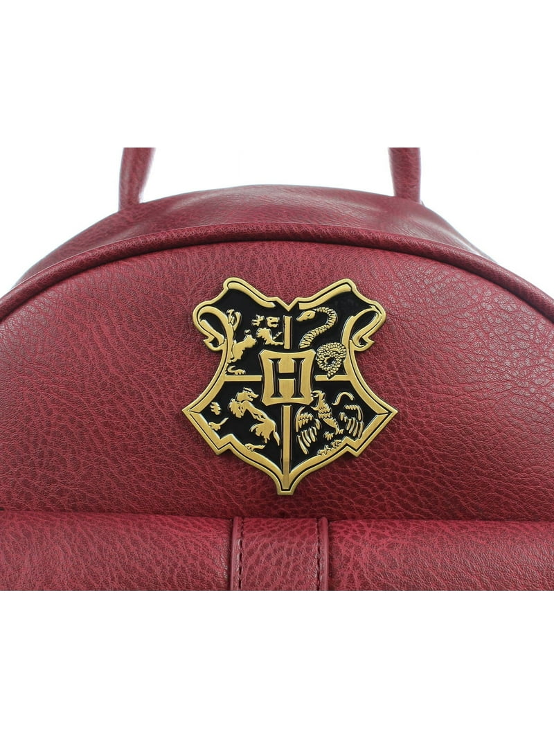 Harry Potter Red Faux Leather Backpack with Gold Griffindor Crest Seven Times Six Harry Potter Faux Leather Mini Backpack  main image 4