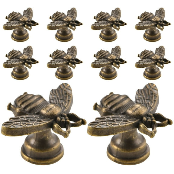 LAMIRO 10 Pcs Bee Shape Cabinet Knobs Antique Pull Handles for Door Drawer Dresser Home Furniture Hardware