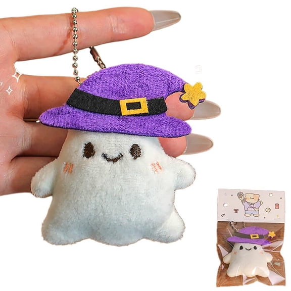 IFRINID Halloween Plush Keychain, Soft Cartoon Pumpkin Ghost Bat Pendant for Backpack, Keys and Car Decoration