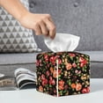 thumbnail image 6 of Lsque Rose Flowers Printed Tissue Box Cover Holder, Facial Paper Organizer Dispenser,Square with Bottom Belt, PVC Leather Decorative Organizer, 6 of 8