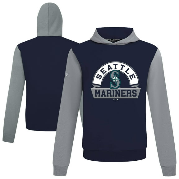 Men's Levelwear College Navy Seattle Mariners Throwback Ultimate Banner Arch Hoodie