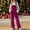 💖 Hot Pink, variant on Womens Hiking Pants Solid Color Velvet Bib Overalls Wide‑leg Jumpsuit, Button Fastening Relaxed Cut, Cozy Warm Material for Winter Casual Everyday Wear